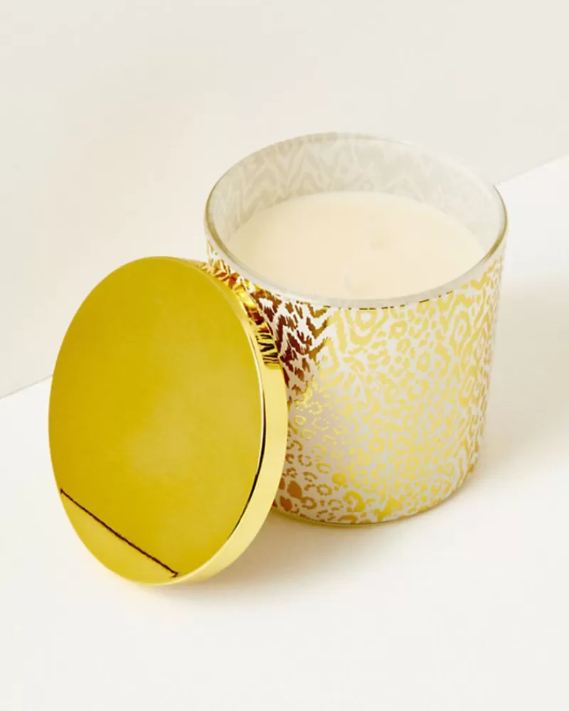 Home Decor^Lilly Pulitzer Printed Candle Gold Metallic Pattern Play