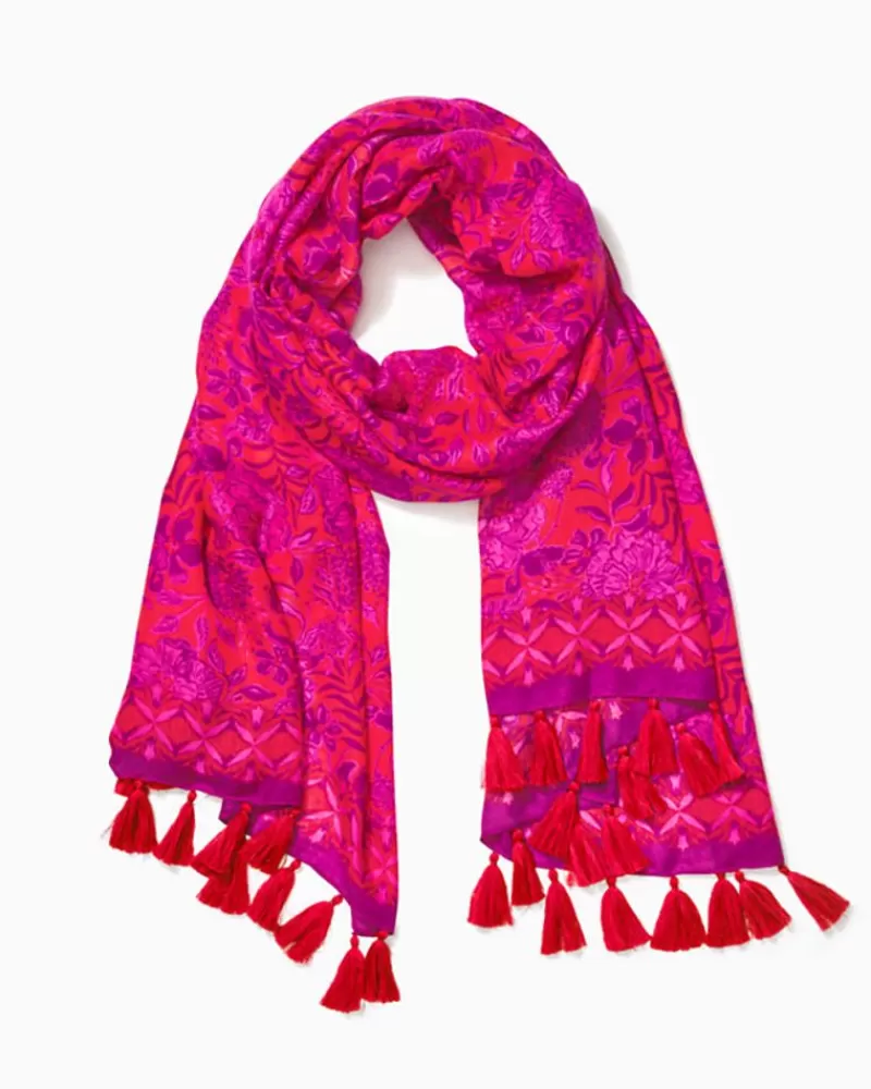 Scarves & Wraps^Lilly Pulitzer Resort Scarf Amaryllis Red Secret Hideaway Engineered Resort Scarf