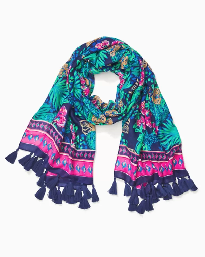 Scarves & Wraps^Lilly Pulitzer Resort Scarf Low Tide Navy Life Of The Party Engineered Resort Scar