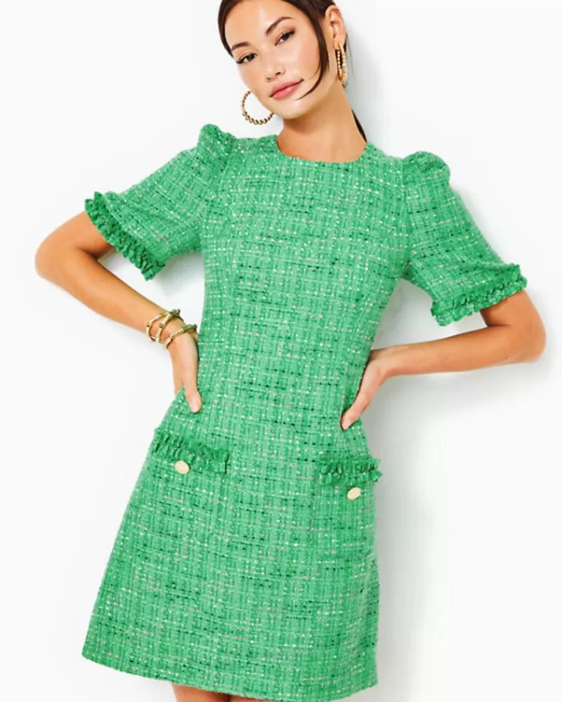 Dresses^Lilly Pulitzer Ryner Boucle Tweed Shift Dress Kelly Green Palm Beach Boucle