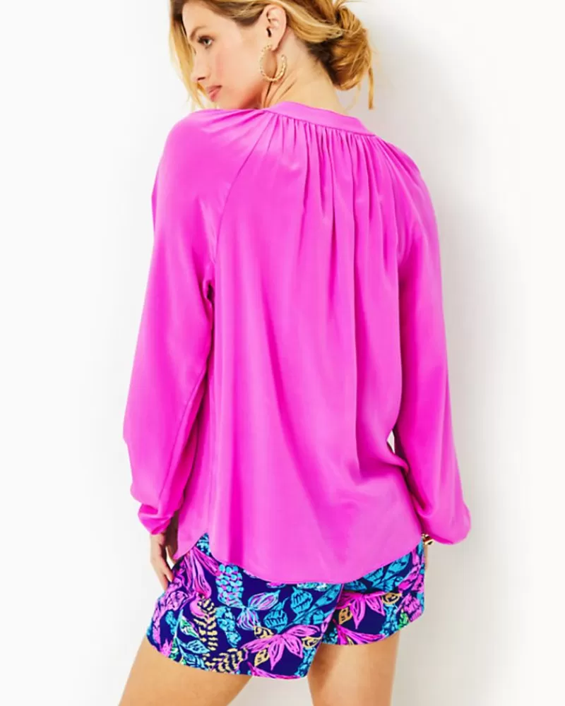 Tops^Lilly Pulitzer Saige Silk Top Orchid Oasis