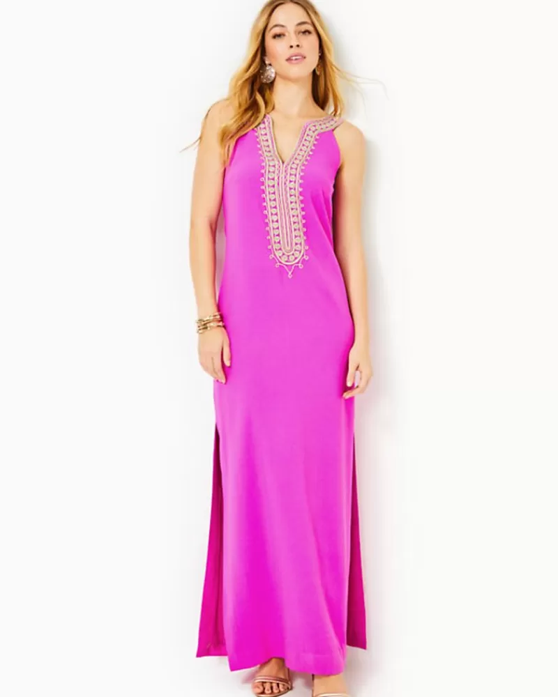 Dresses^Lilly Pulitzer Sandrah Embroidered Maxi Shift Dress Wild Fuchsia