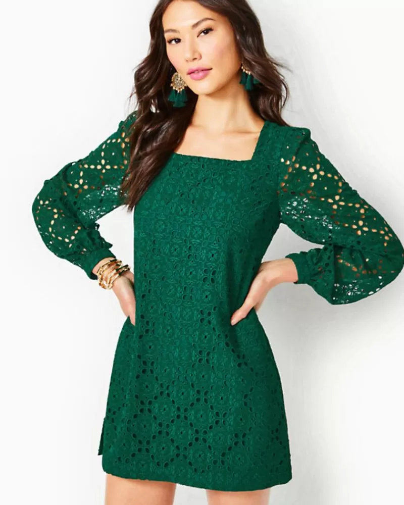 Rompers & Jumpsuits^Lilly Pulitzer Sarina Square Neck Romper Evergreen Oversized Diamond Leaf Eyelet