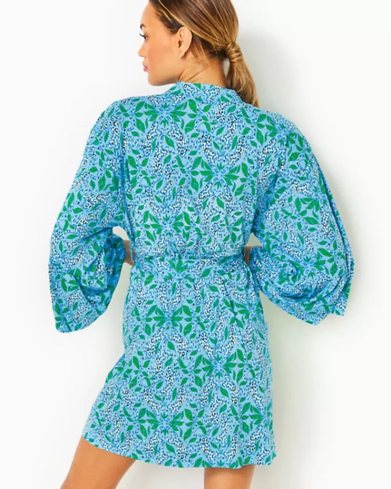 Pajamas^Lilly Pulitzer Sherona Knit Robe Bon Bon Blue Leapin Leopards