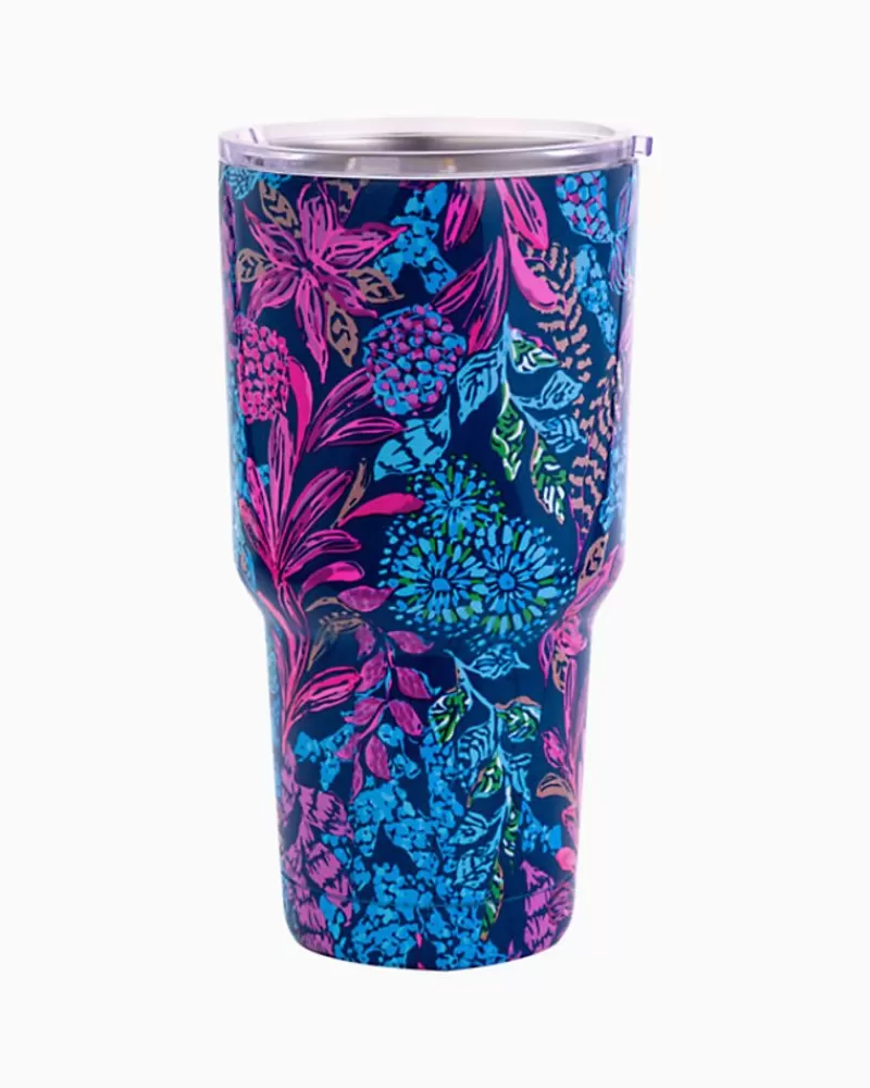 Tabletop^Lilly Pulitzer Stainless Steel Insulated Large Tumbler Aegean Navy Calypso Coast