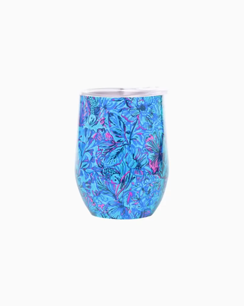 Tabletop^Lilly Pulitzer Stainless Steel Stemless Wine Tumbler Breakwater Blue Shells N Bells