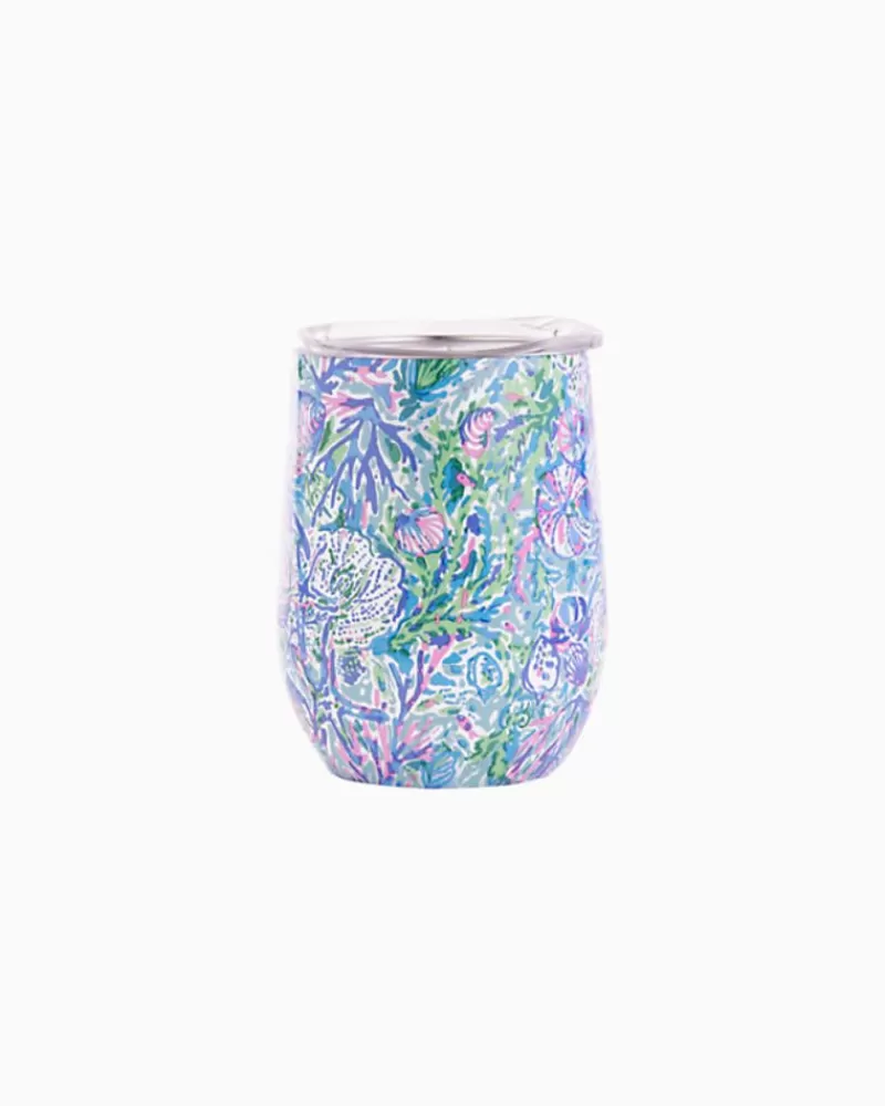 Tabletop^Lilly Pulitzer Stainless Steel Stemless Wine Tumbler Surf Blue Soleil It On Me