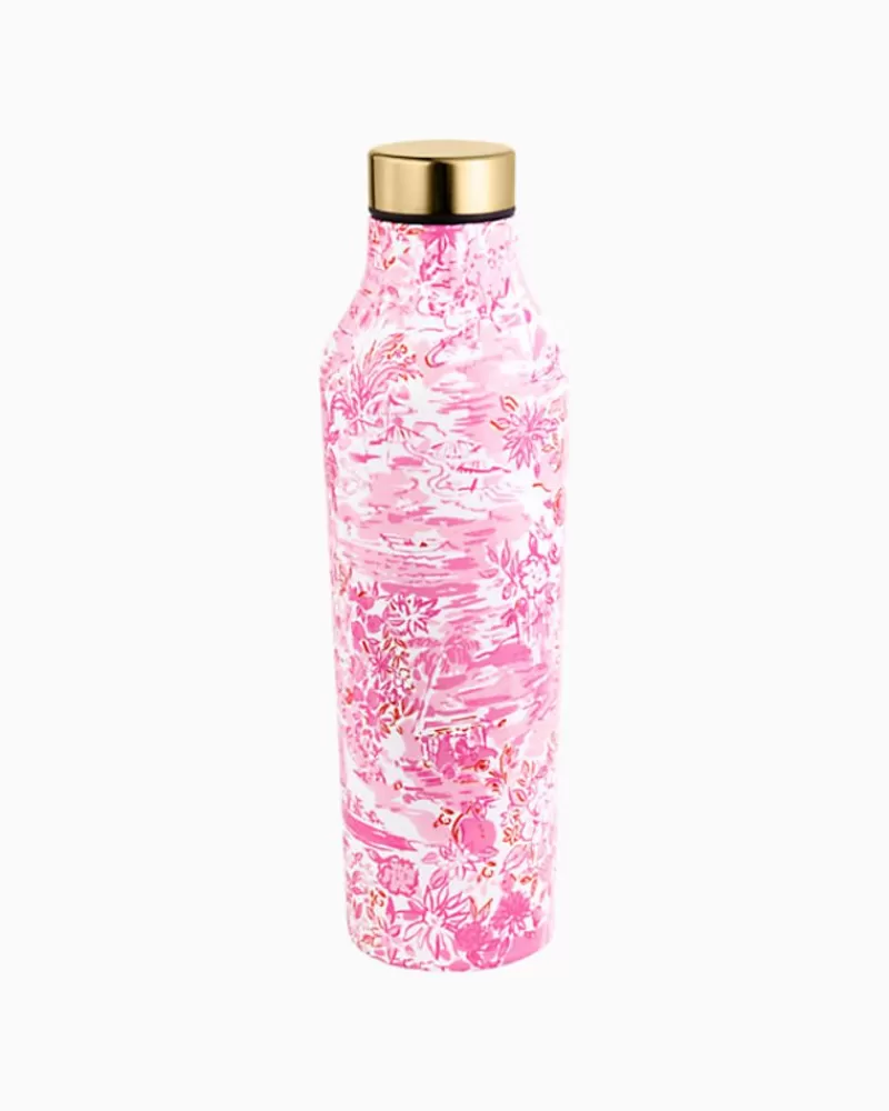 Tabletop^Lilly Pulitzer Stainless Steel Water Bottle Peony Pink Seaside Scene