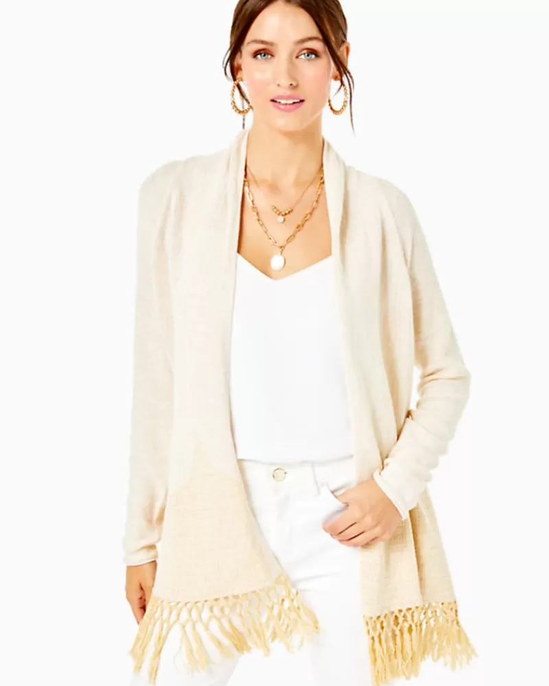 Sweaters & Cardigans^Lilly Pulitzer Tatum Long Fringe Hem Cardigan Gold Metallic