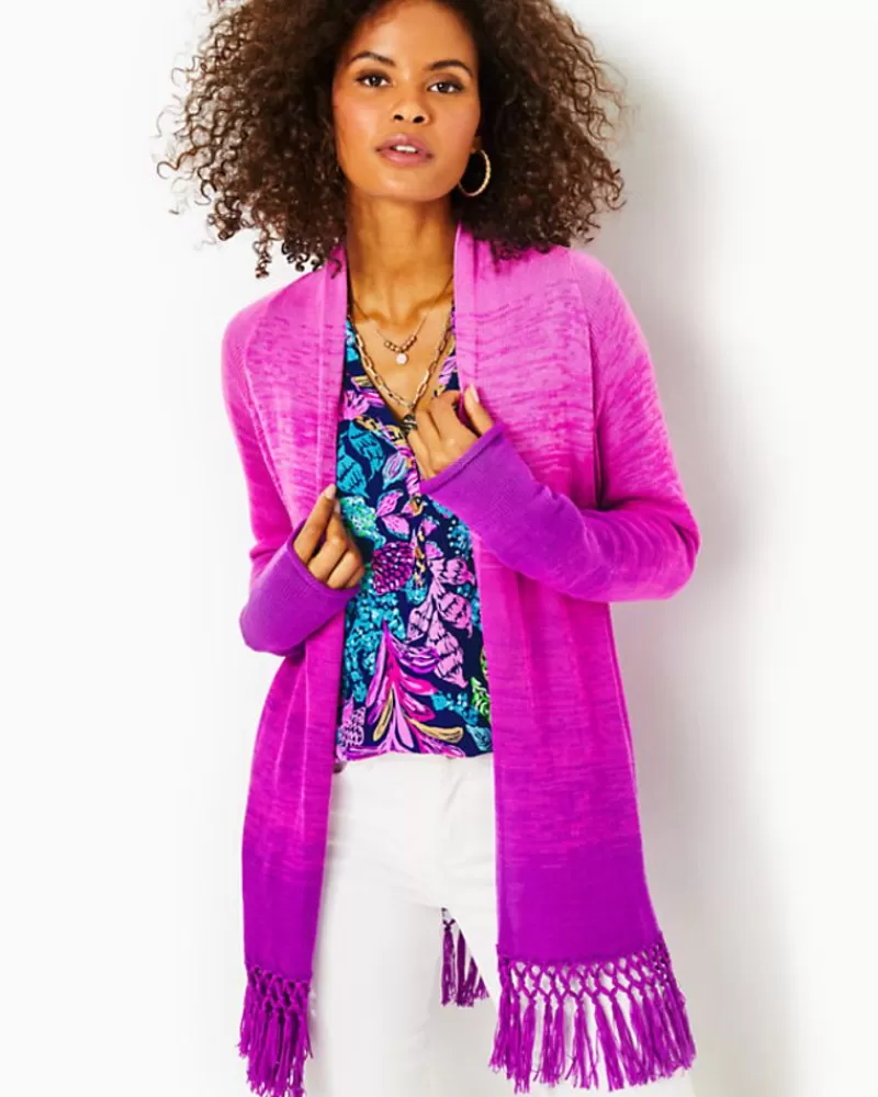 Sweaters & Cardigans^Lilly Pulitzer Tatum Ombre Fringe Cardigan Orchid Oasis Marled Ombre