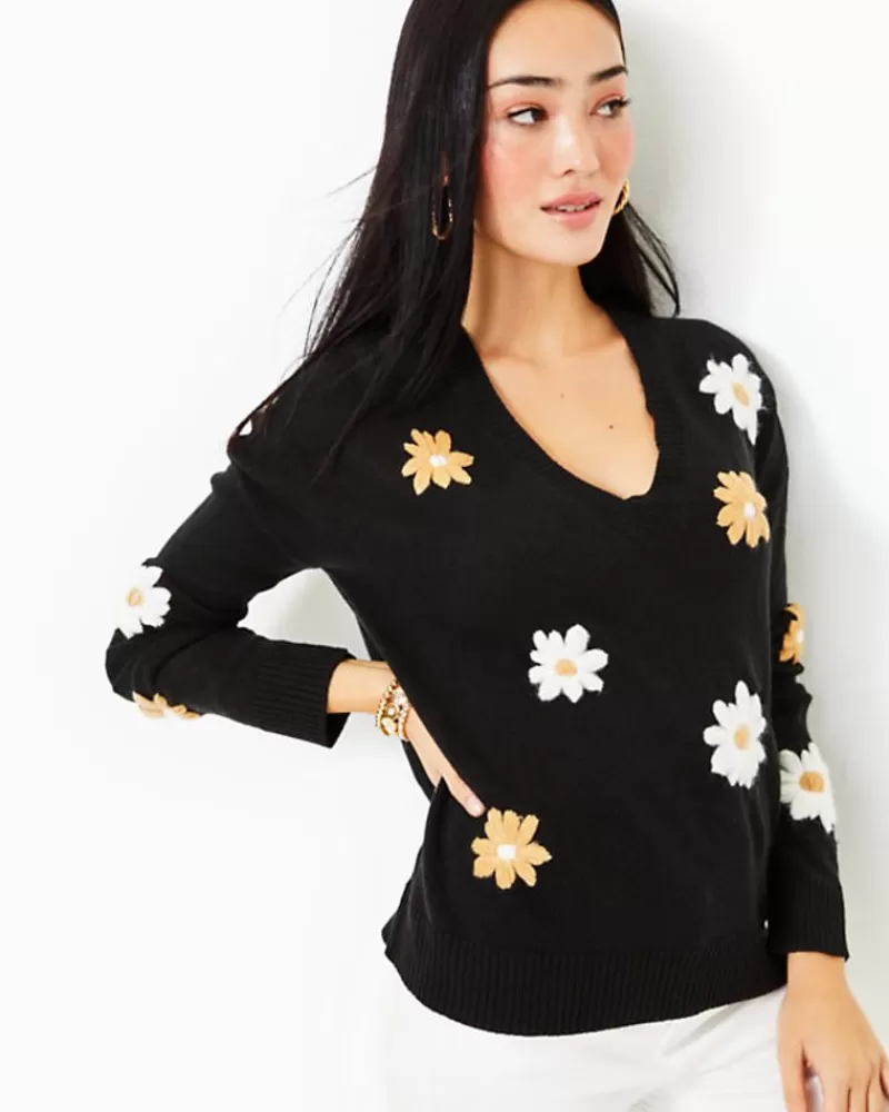 Sweaters & Cardigans^Lilly Pulitzer Tensley Sweater Black Blooming Embroidery