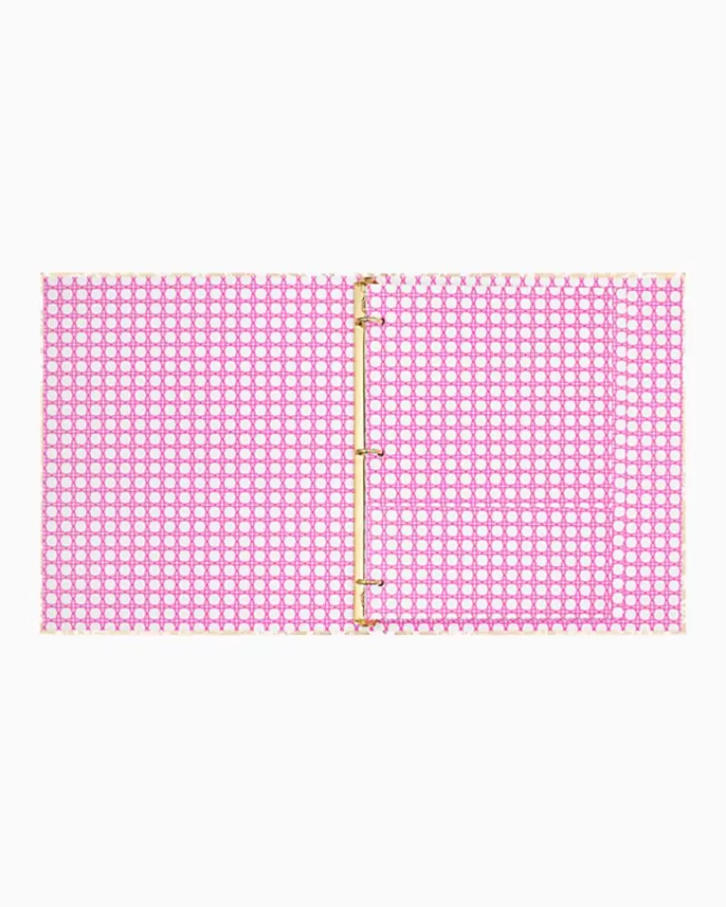 Office Supplies & Stationery^Lilly Pulitzer Three Ring Binder Gold Metallic Safari Sangria