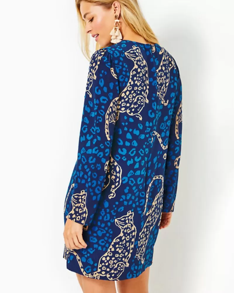 Dresses^Lilly Pulitzer Tyra Silk Dress Low Tide Navy Oversized Easy To Spot