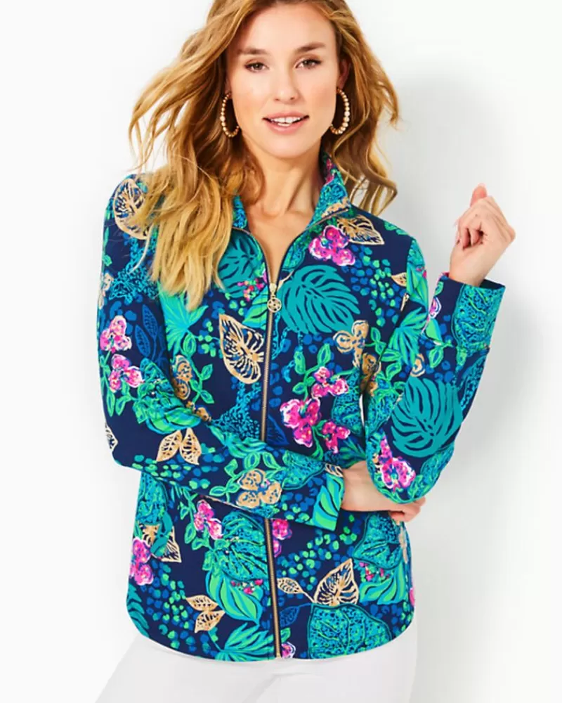 Loungewear^Lilly Pulitzer Upf 50+ Leona Zip-Up Jacket Low Tide Navy Life Of The Party