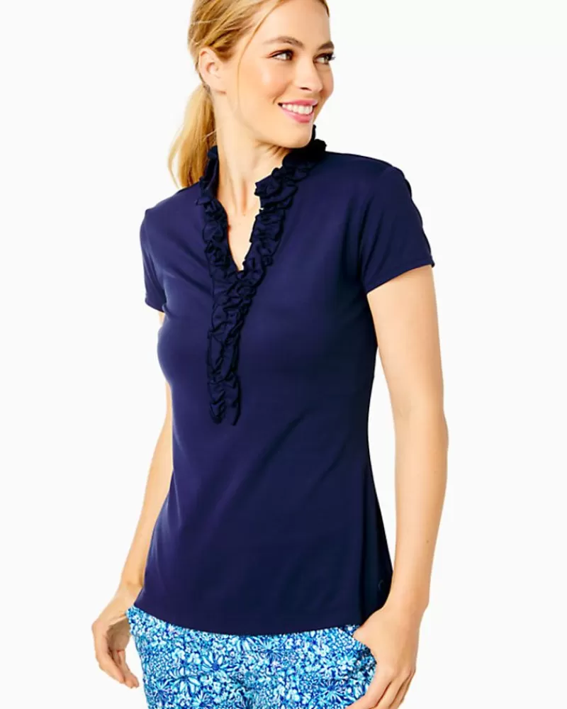 Activewear^Lilly Pulitzer Upf 50+ Luxletic Frida Ruffle Polo Top True Navy