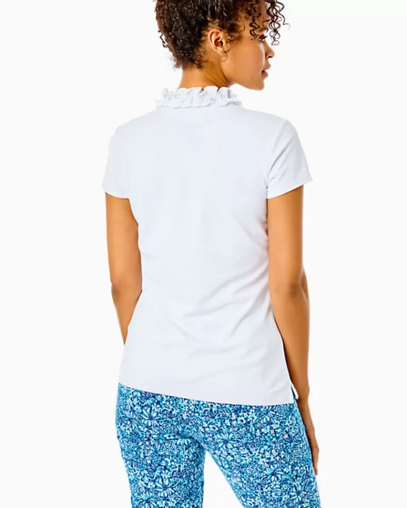 Activewear^Lilly Pulitzer Upf 50+ Luxletic Frida Ruffle Polo Top Resort White