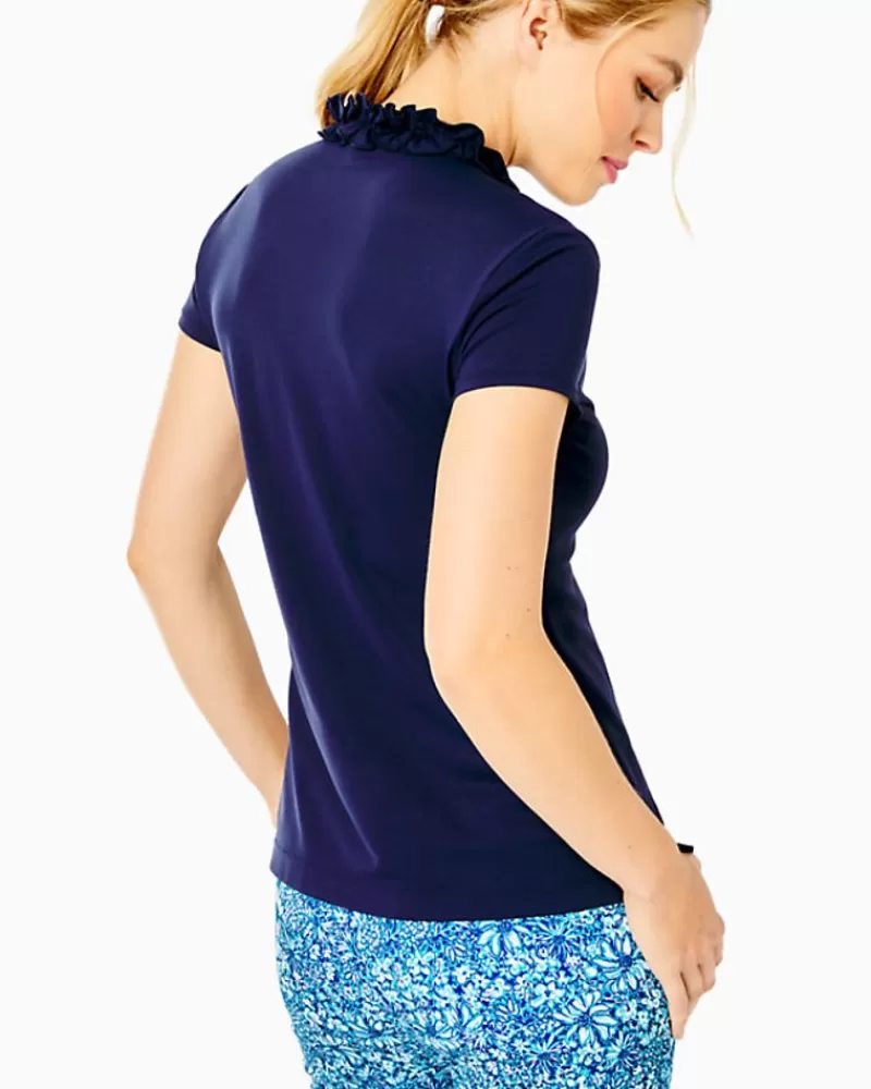 Activewear^Lilly Pulitzer Upf 50+ Luxletic Frida Ruffle Polo Top True Navy