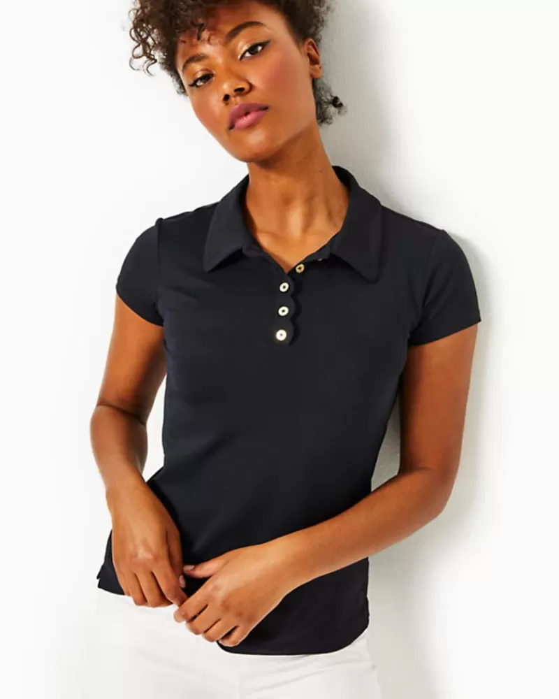 Activewear^Lilly Pulitzer Upf 50+ Luxletic Frida Scallop Polo Top Onyx