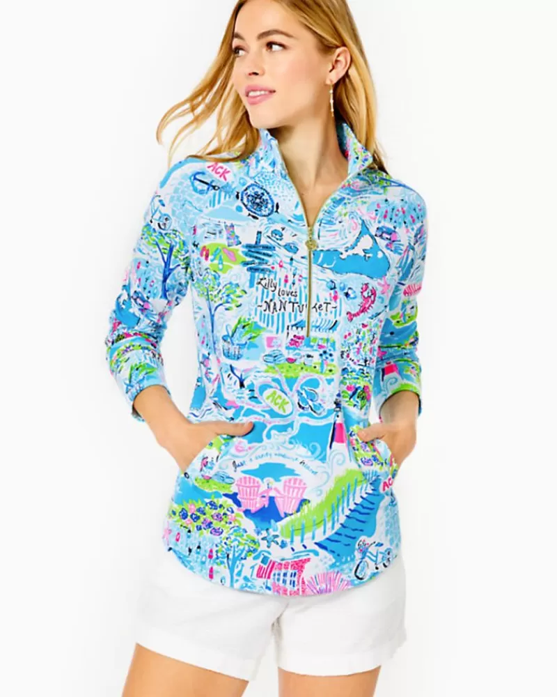 Outerwear^Lilly Pulitzer Upf 50+ Skipper Popover Whisper Blue Lilly Loves Nantucket