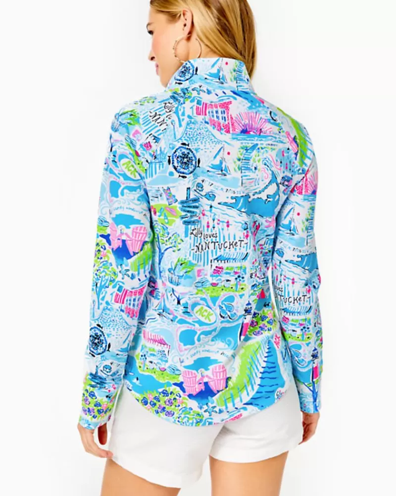 Outerwear^Lilly Pulitzer Upf 50+ Skipper Popover Whisper Blue Lilly Loves Nantucket