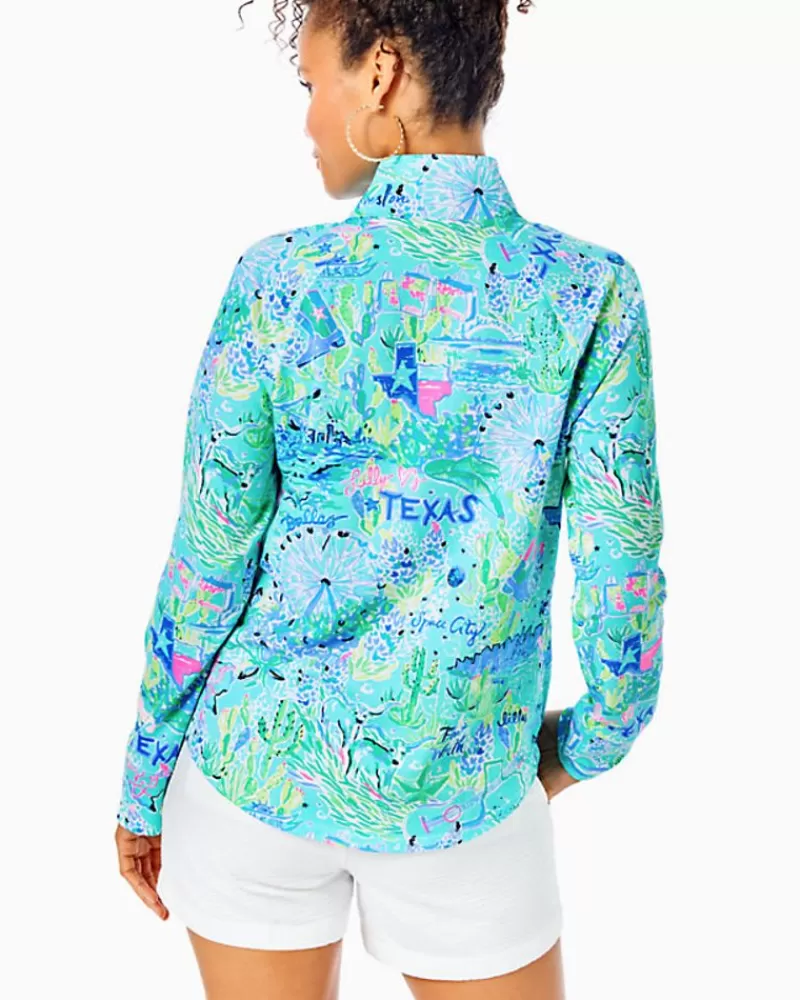 Activewear^Lilly Pulitzer Upf 50+ Skipper Popover Bayside Blue Lilly Loves Texas