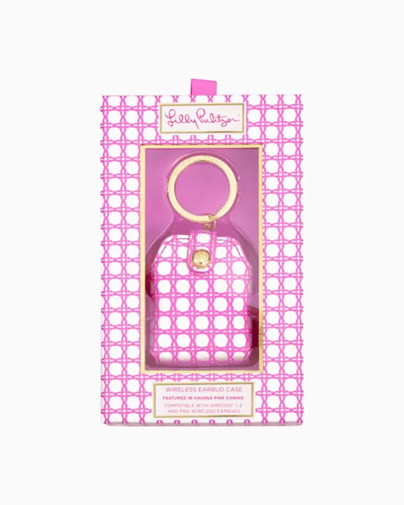 Phone & Tech^Lilly Pulitzer Wireless Earbuds Case Havana Pink Caning