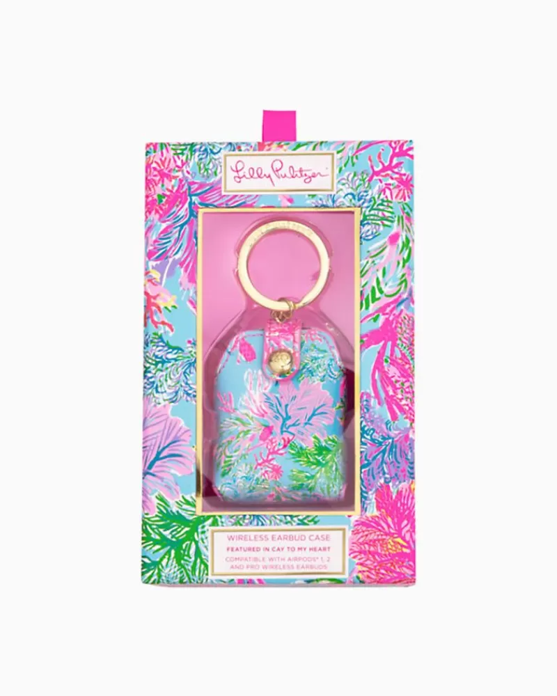 Phone & Tech^Lilly Pulitzer Wireless Earbuds Case Celestial Blue Cay To My Heart